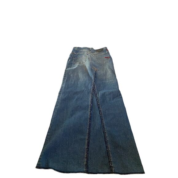 Parasuco Ergonomic Jeans Women's Blue Y2K 2000s 90s Denim A-line Skirt Size 2 - Picture 2 of 7